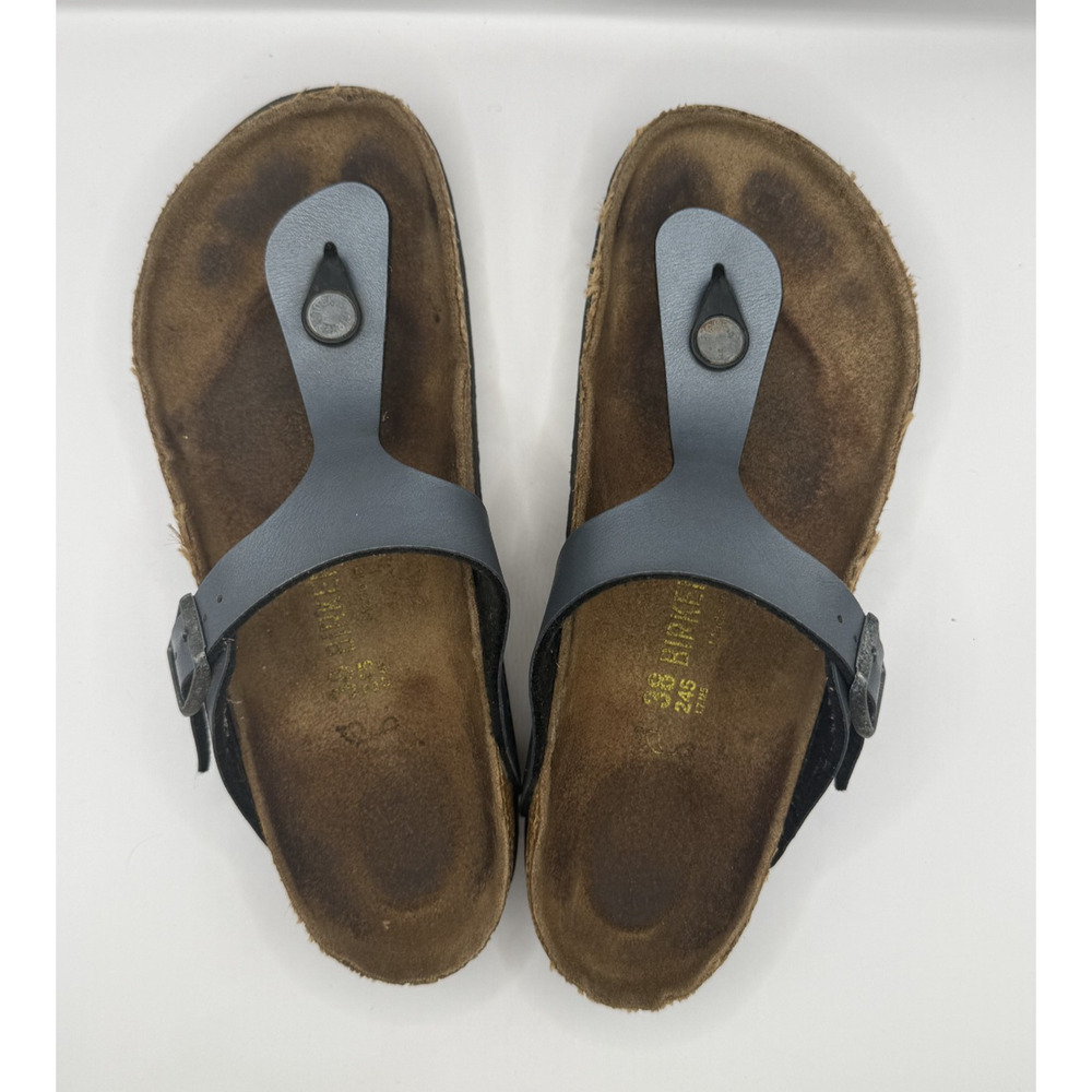 Birkenstock Gizeh Sandals Women's Dark Gray Thong Buckle Cork Footbed Size 38/7